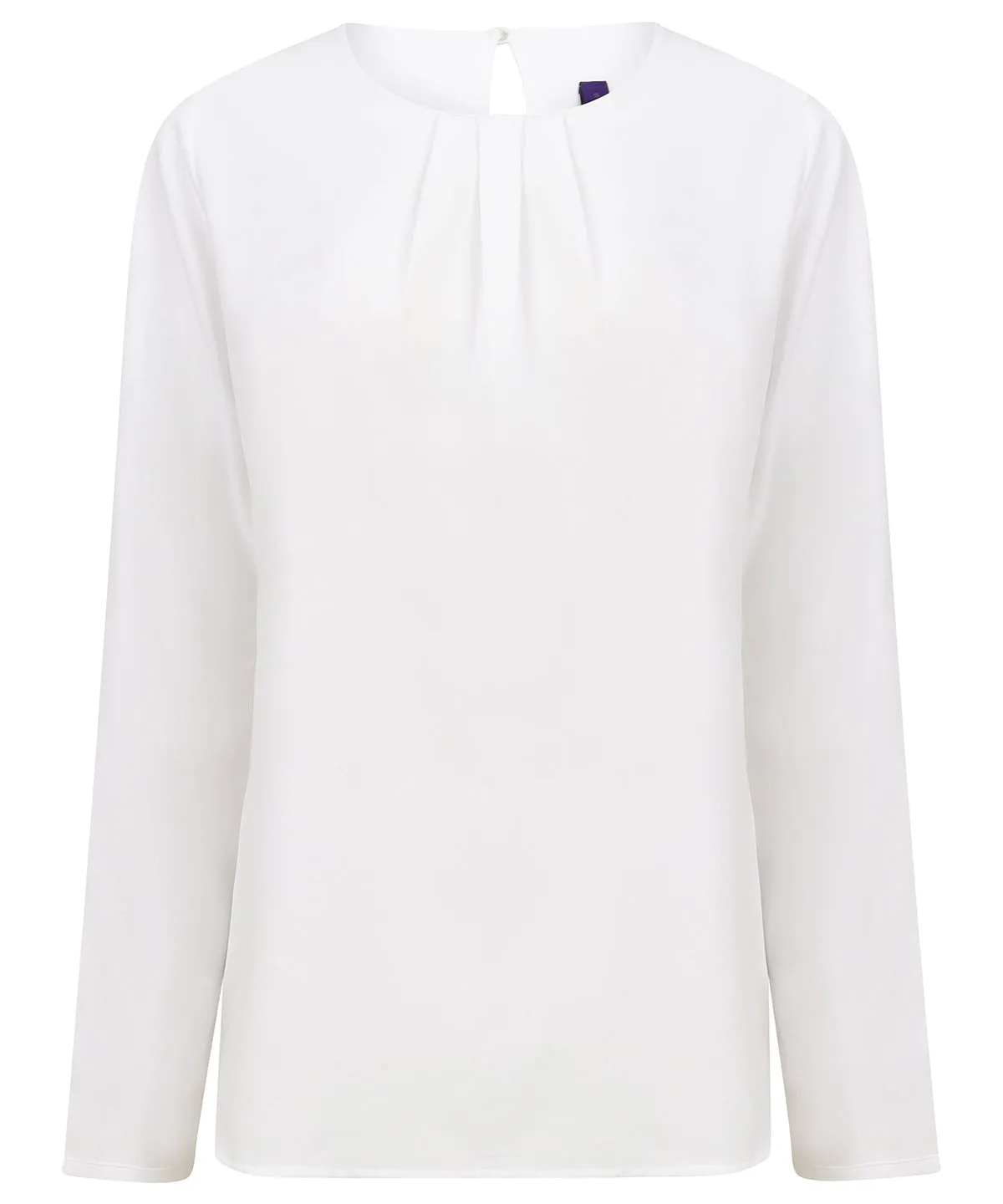 White - Women's pleat front long sleeve blouse