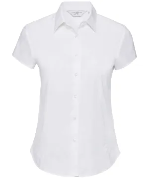 White - Women's short sleeve easycare fitted stretch shirt