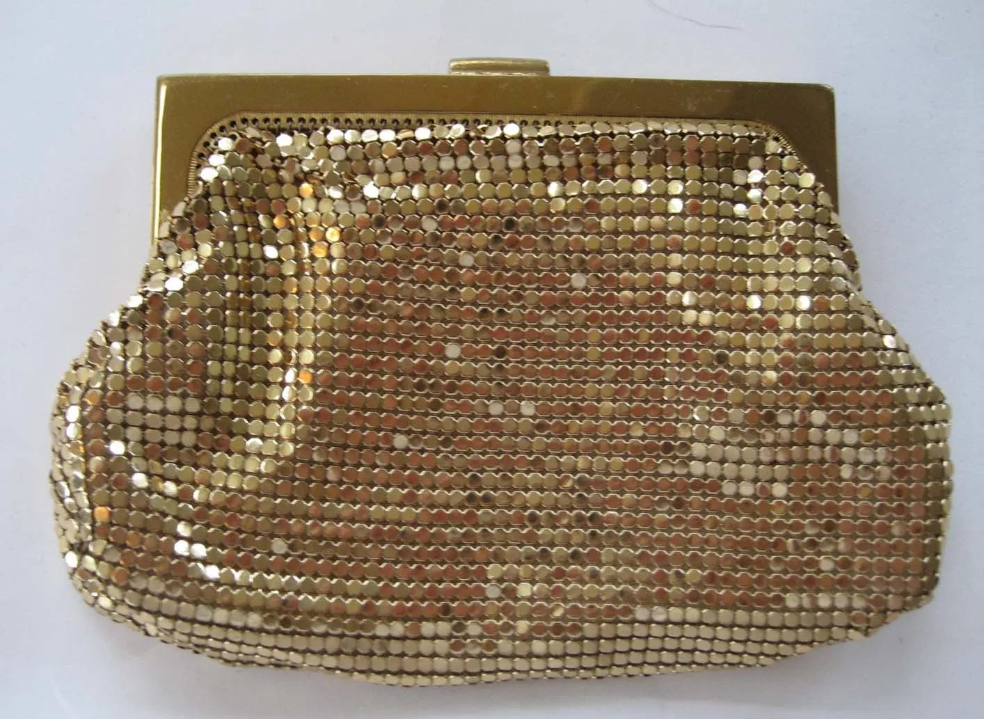 Whiting & Davis Gold-Tone Purse with Rhinestone Clasp
