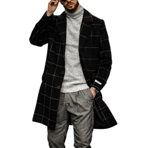 WIAOFELLAS  -  Check Woolen Coat Windbreaker Solid Thickened Plaid Coat Jacket Custom Made Versatile Men's Slim Fit Long Coat Man Outwear