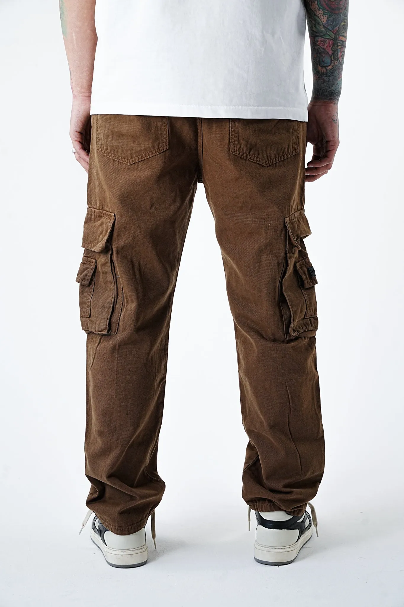 Wide Fit Premium Denim Cargo - Wood