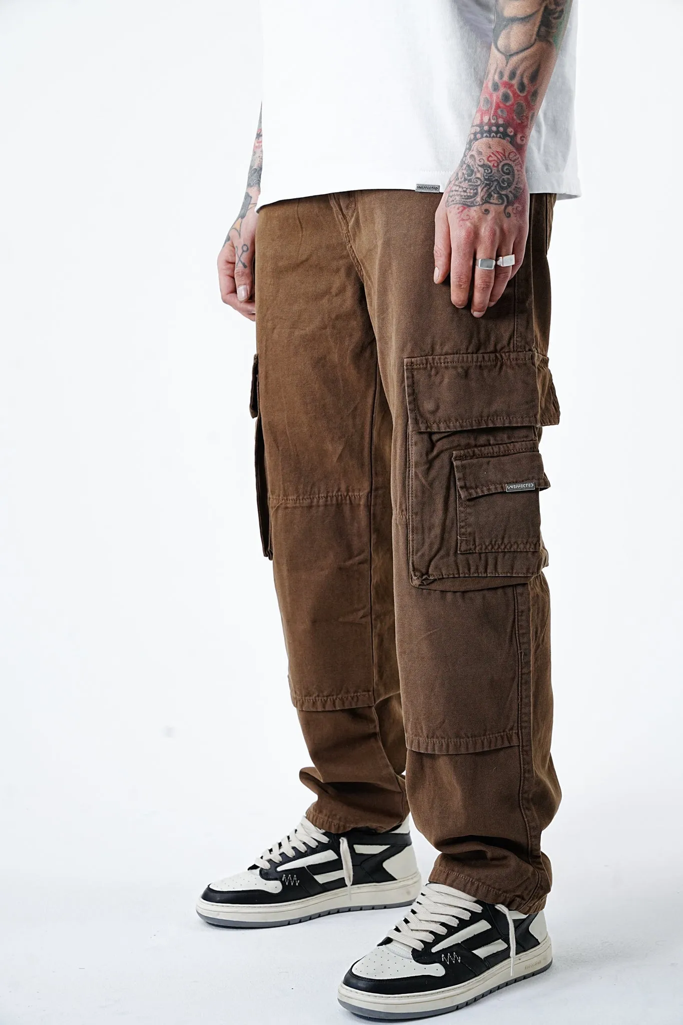 Wide Fit Premium Denim Cargo - Wood