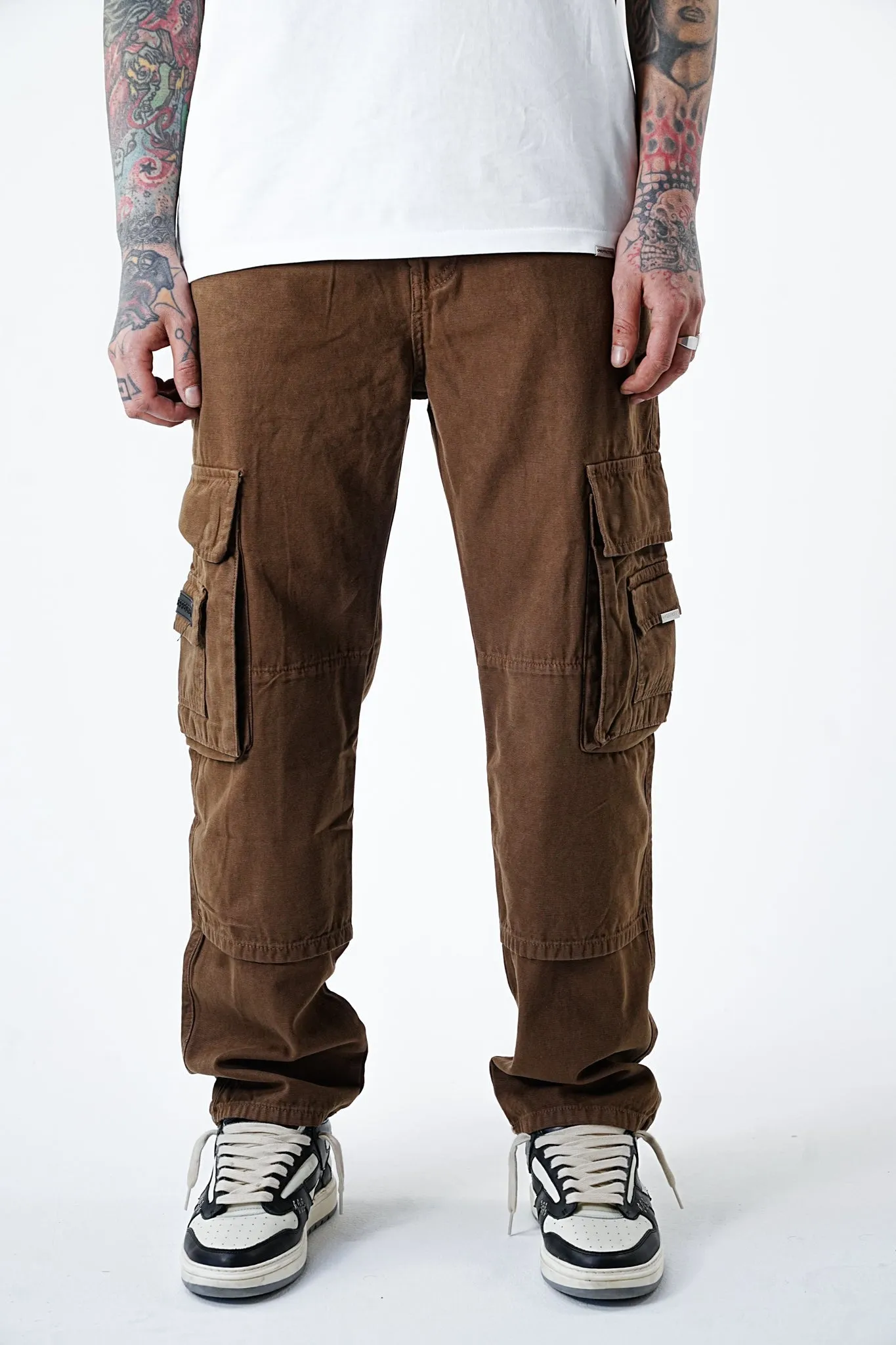 Wide Fit Premium Denim Cargo - Wood