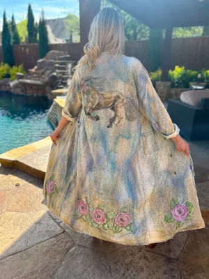 Wild Horse A Rare Bird Hand Painted Duster - Blue Mix