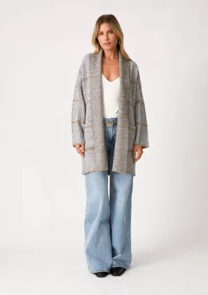Windowpane Plaid Shawl Cardigan