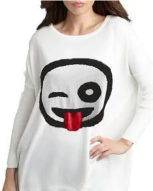 Wink & Tongue Emoji Top in Stone/Black | Stone/Black