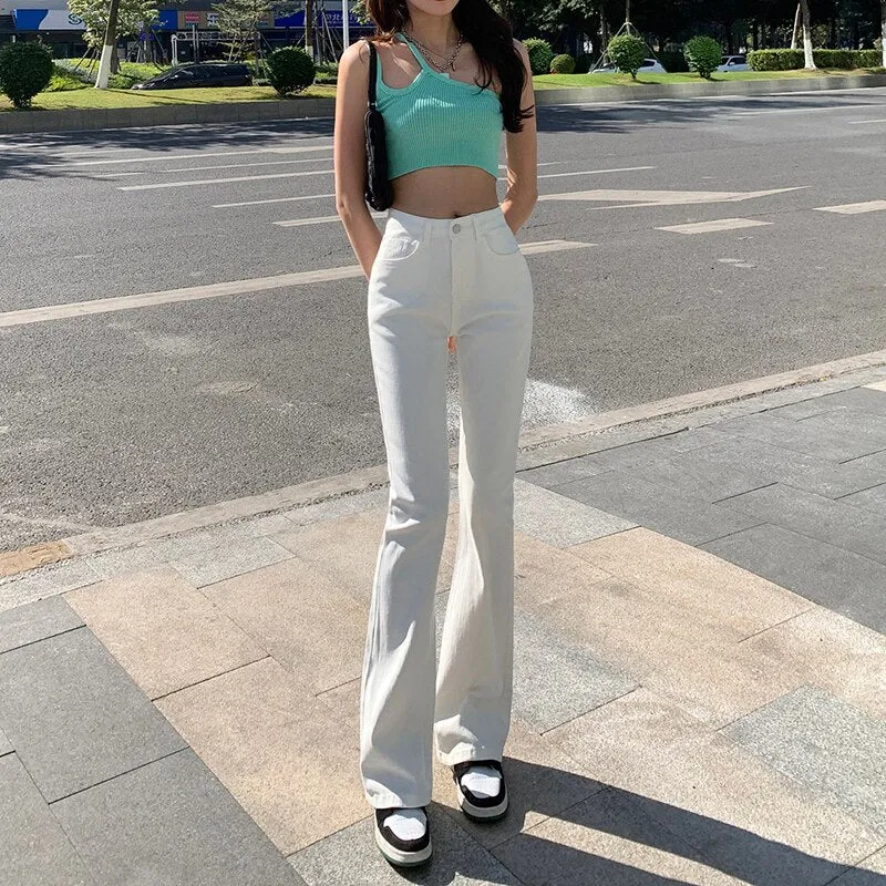 Wjczt Flare Jeans Low Waist Loose Comfortable Jeans For Women Pants 2022 Elastic Fashion Boyfriend Style Denim Pant Trousers