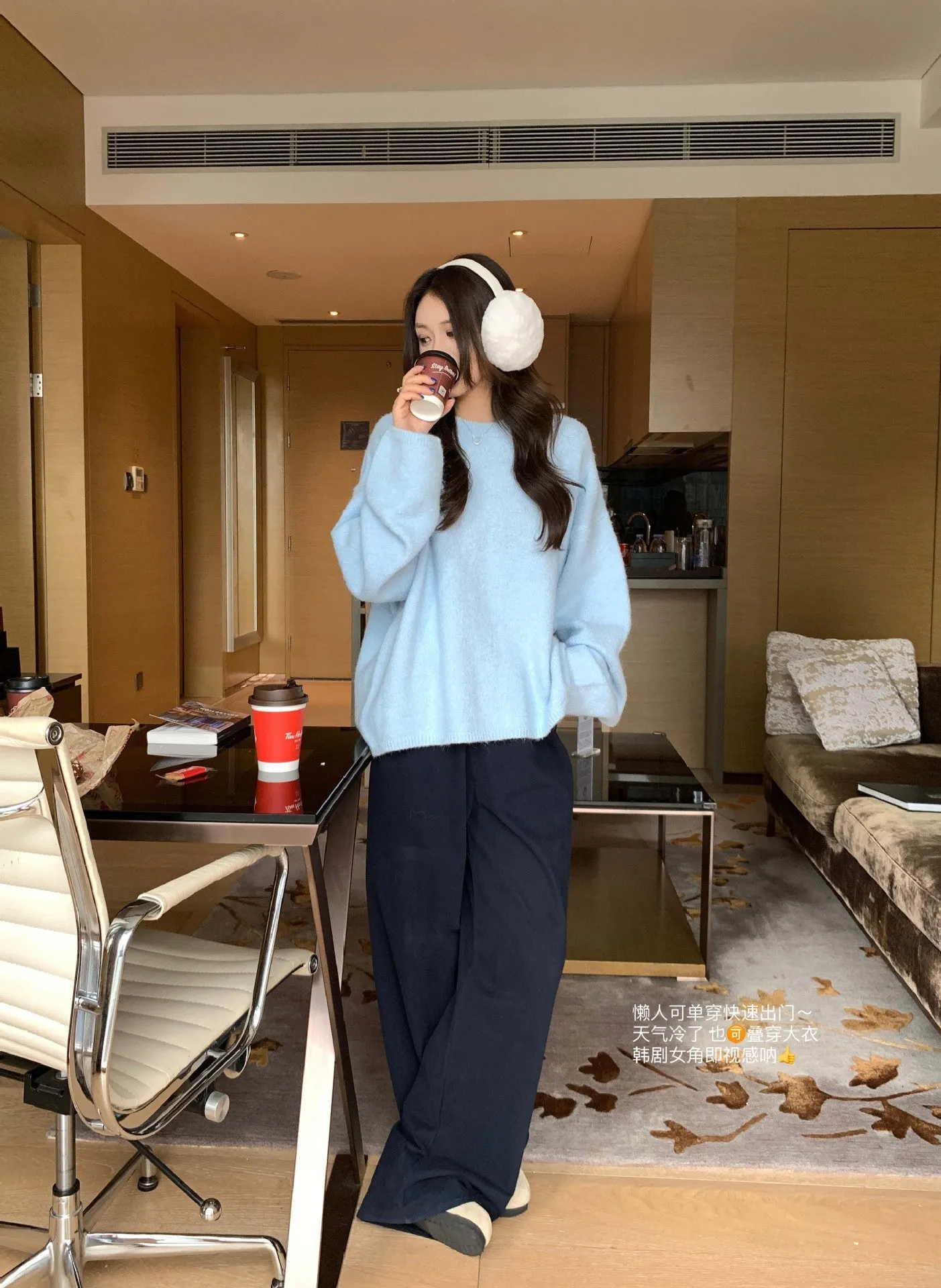 Wjczt  New Autumn and Winter Loose Skin-Friendly Solid Color round Neck Knitted Lazy Outer Wear Pullover Thickened Soft Glutinous Sweater for Women