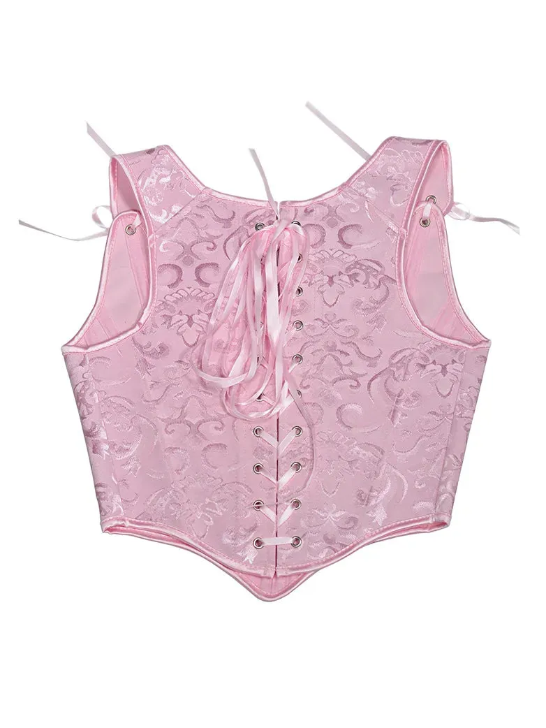 Women 1850s Victorian Jacquard Classical Herringbone Corset