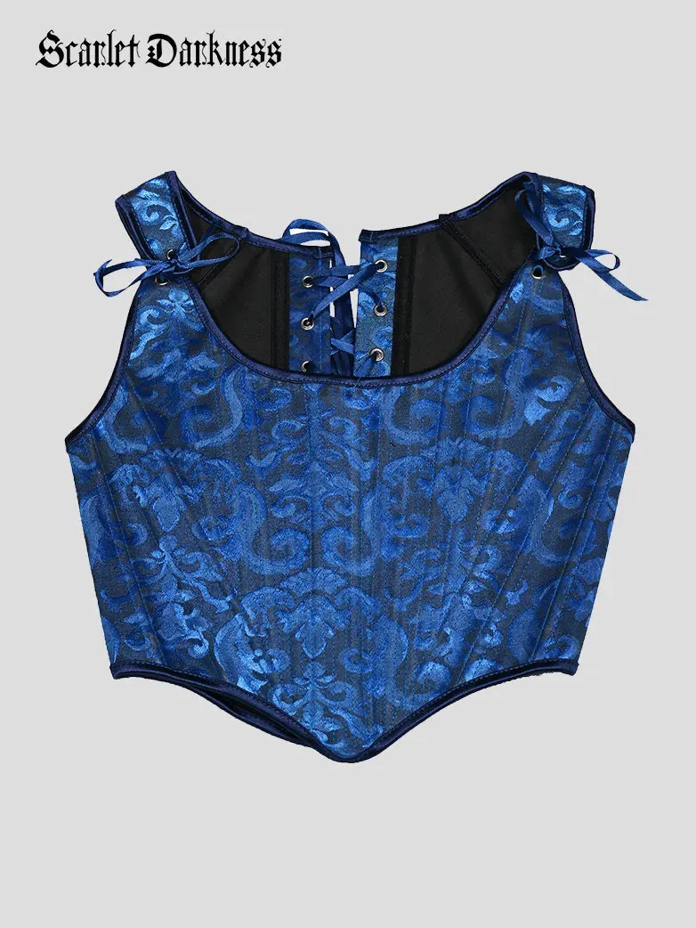 Women 1850s Victorian Jacquard Classical Herringbone Corset