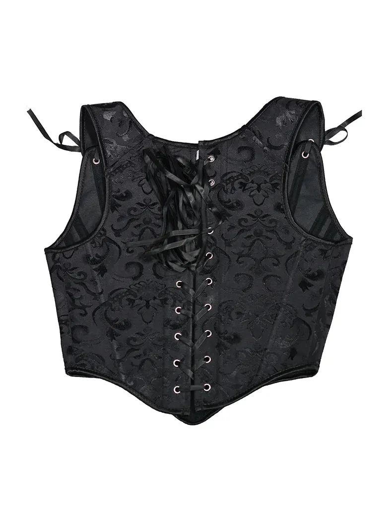 Women 1850s Victorian Jacquard Classical Herringbone Corset