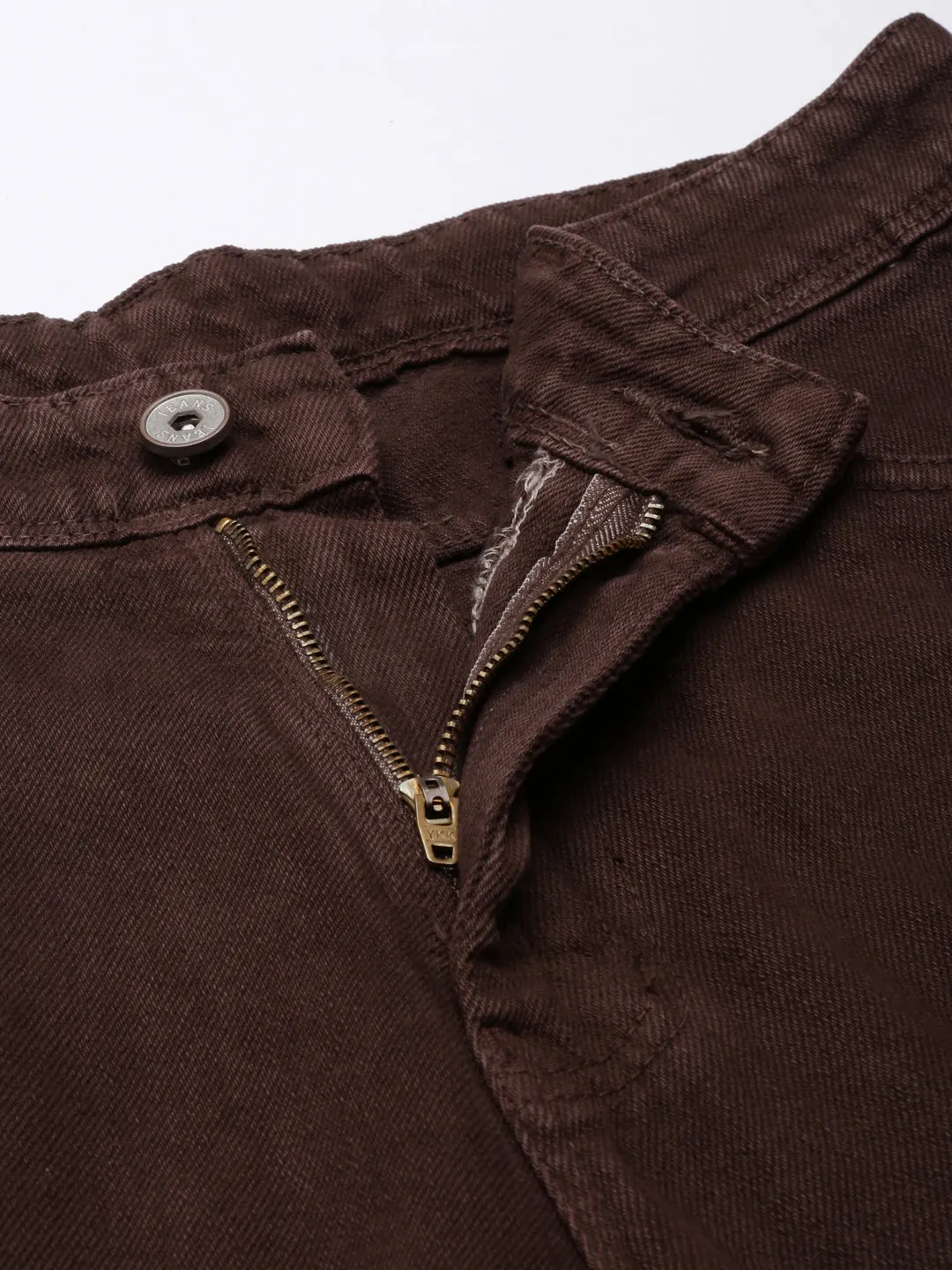 Women Brown Solid Wide Leg Denim Jeans