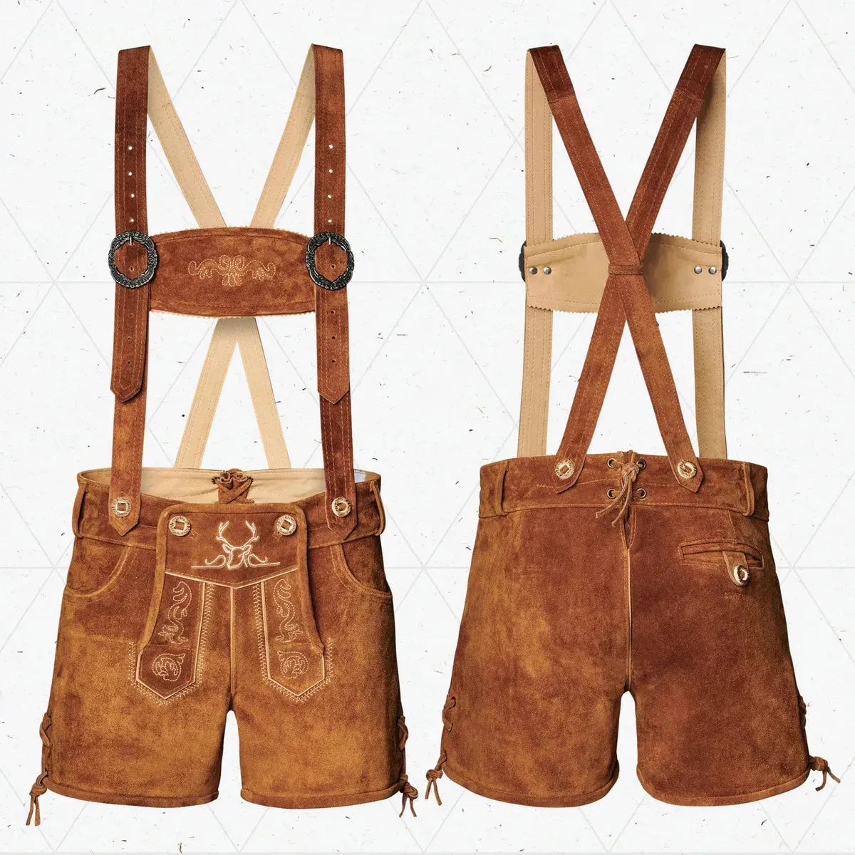 Women Lederhosen Short Pants Light Brown