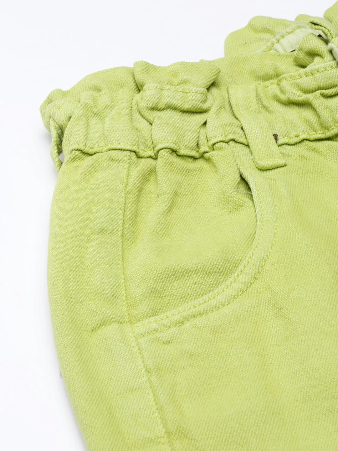 Women Lime Green Solid Mom Fit Denim Jeans