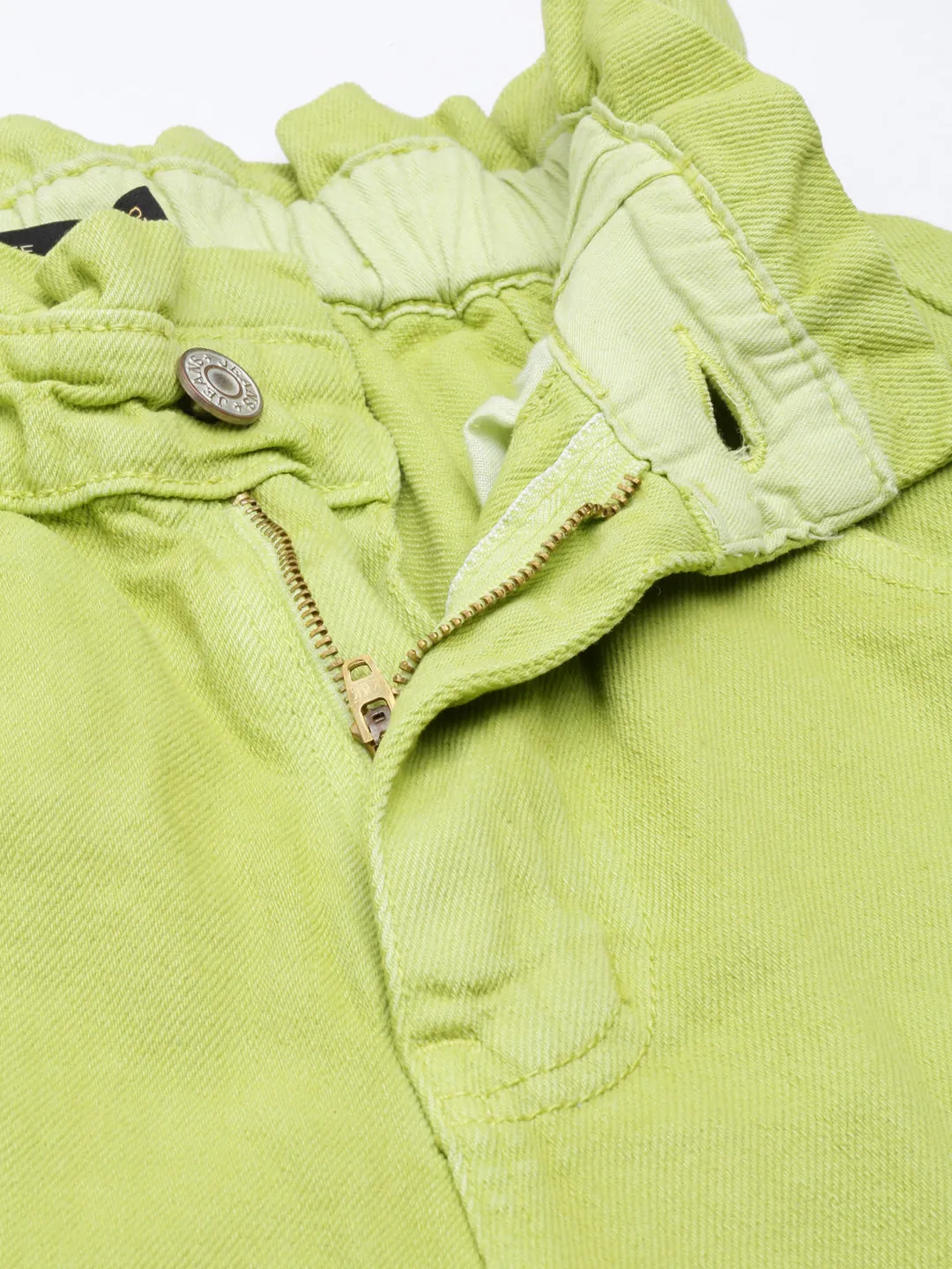 Women Lime Green Solid Mom Fit Denim Jeans