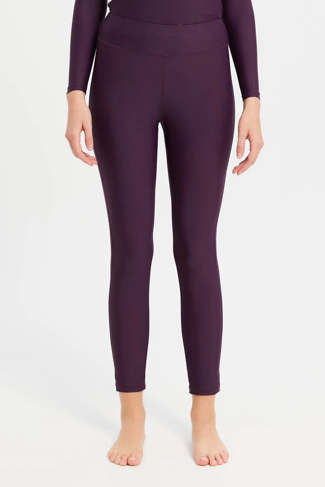 Women Purple Plain Burkini Set (2 Piece)