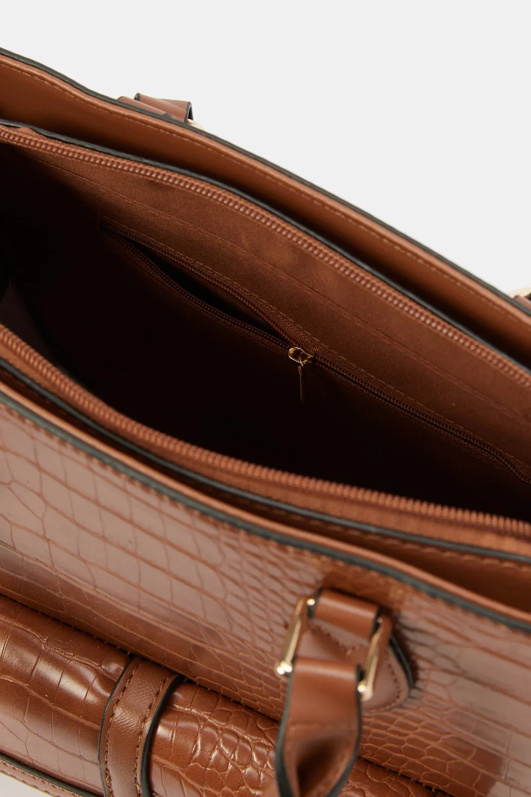 Women Tan Texture Tote Bag