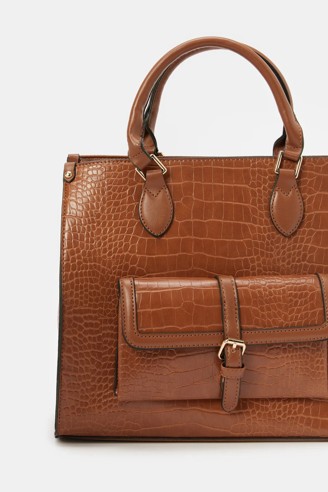 Women Tan Texture Tote Bag