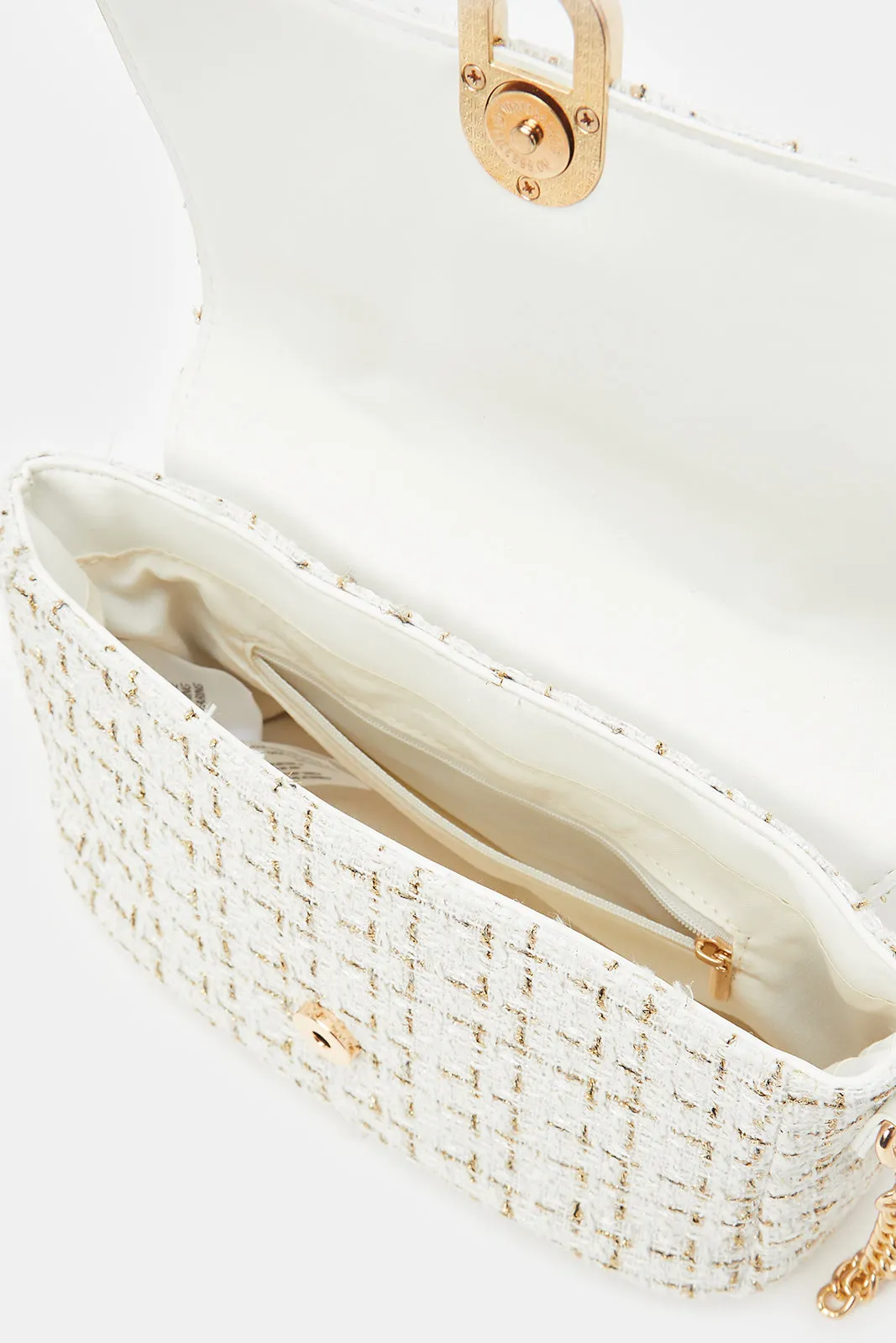 Women White Embellished Cross Body Bag