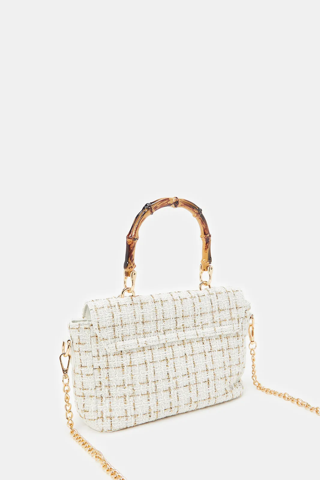 Women White Embellished Cross Body Bag