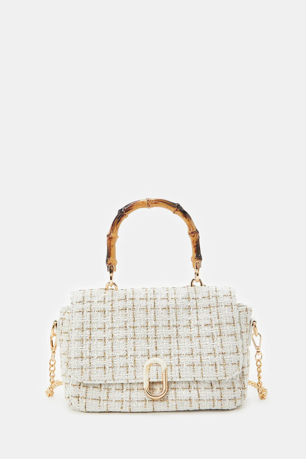 Women White Embellished Cross Body Bag