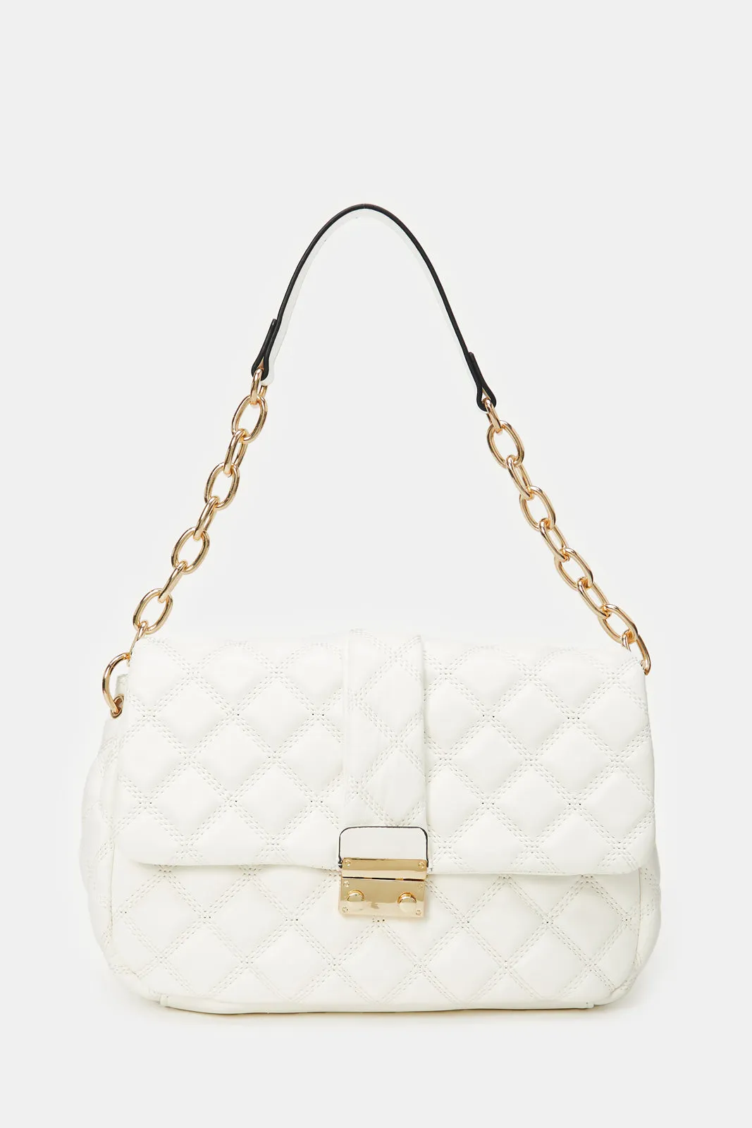 Women White Quilted Cross Body Bag