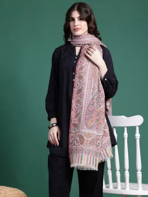 Women Wool Blended Ethnic Motifs Woven Design Shawl