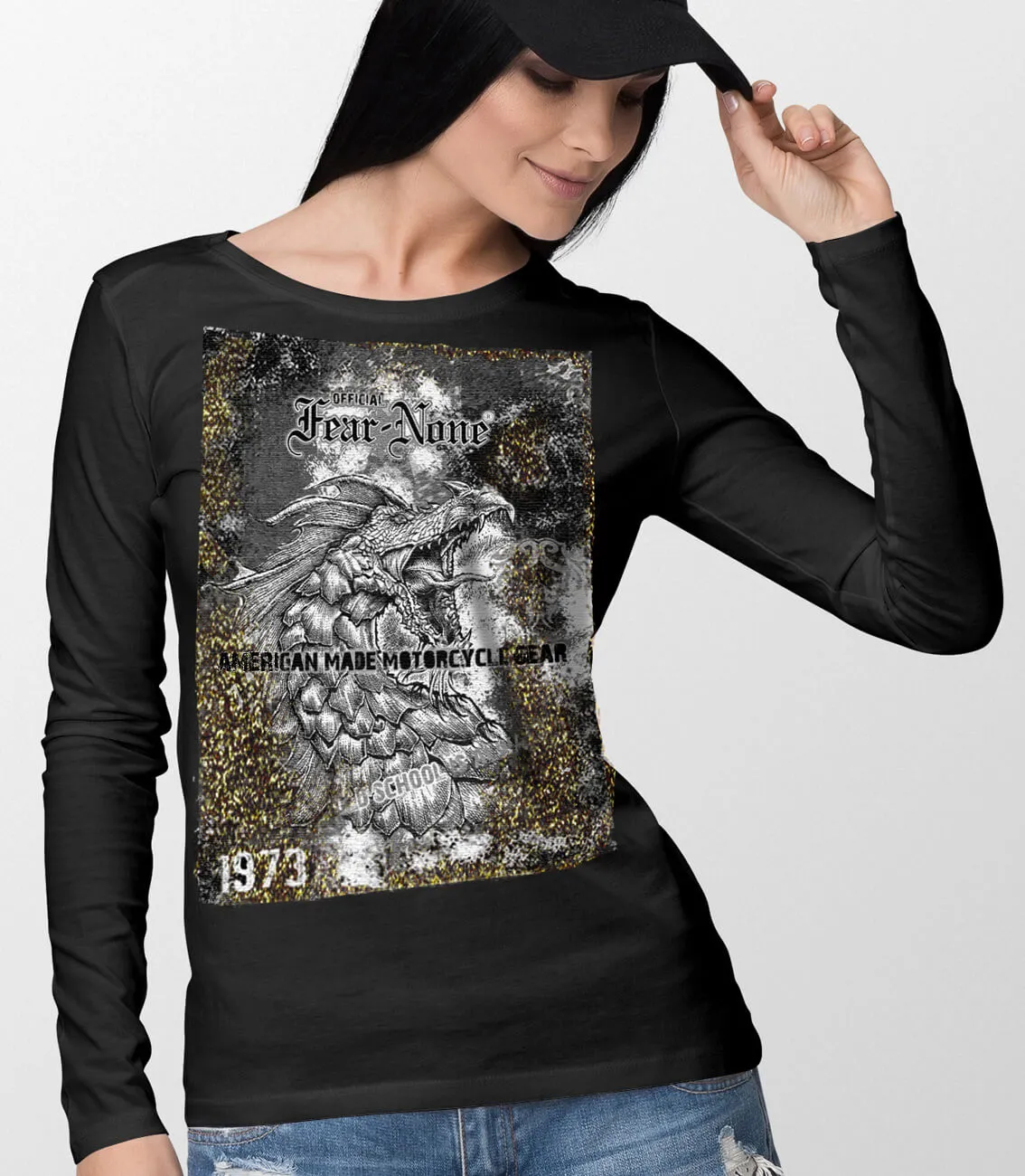 Womens 1973 Gold and Black Serpent Rider Shirt