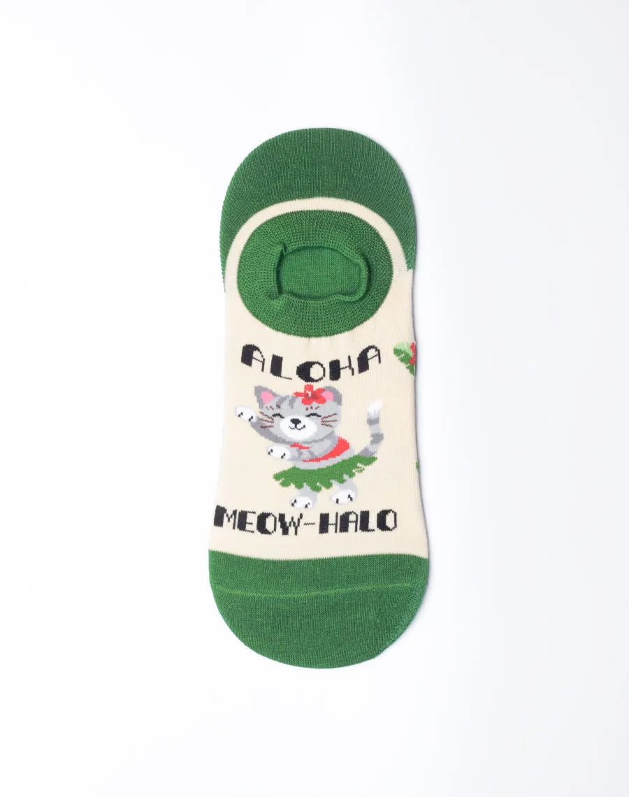 Women's Aloha Meowhalo Cat No Show Socks
