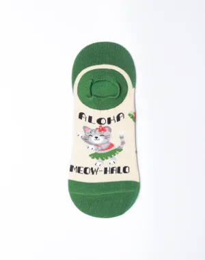 Women's Aloha Meowhalo Cat No Show Socks