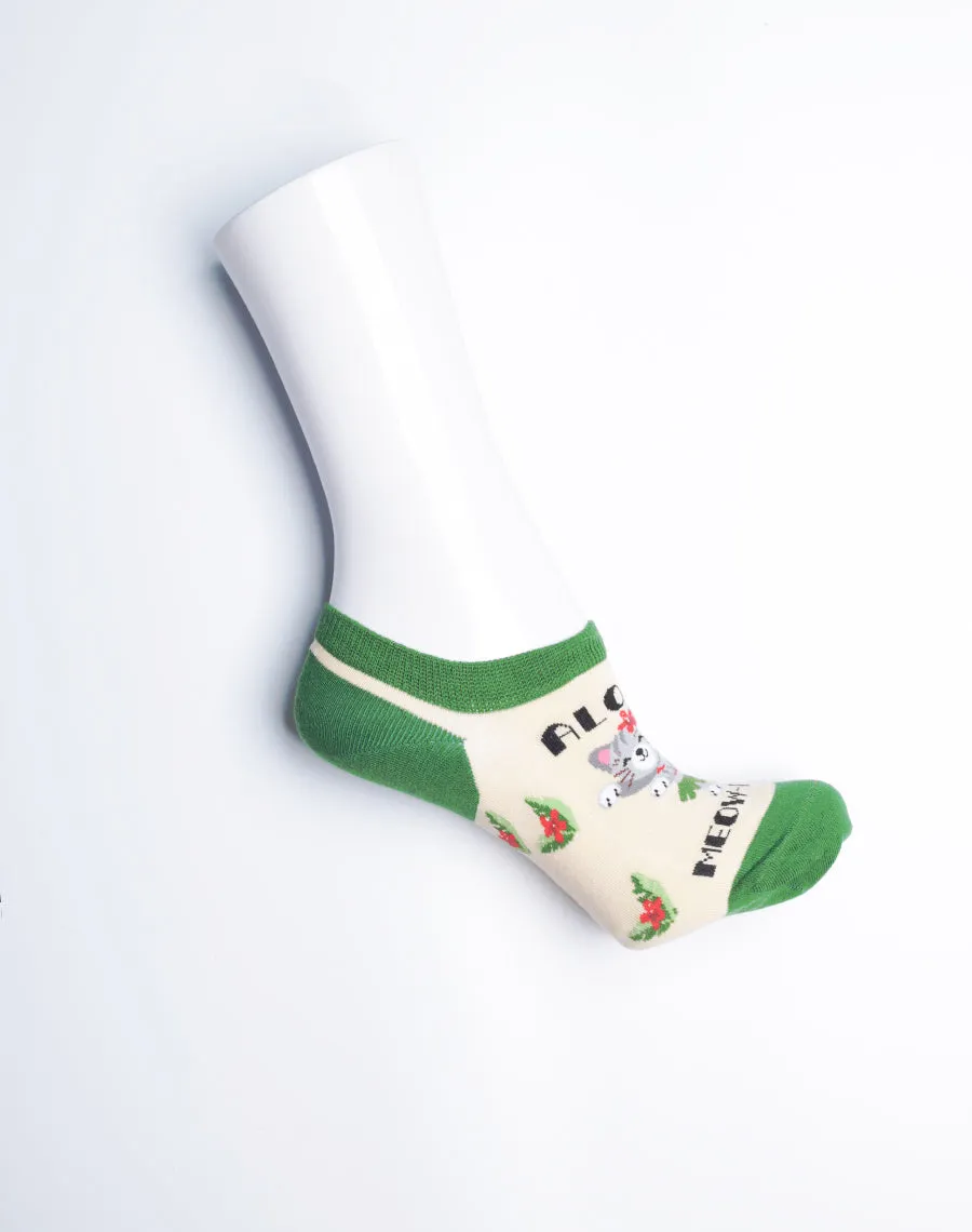 Women's Aloha Meowhalo Cat No Show Socks