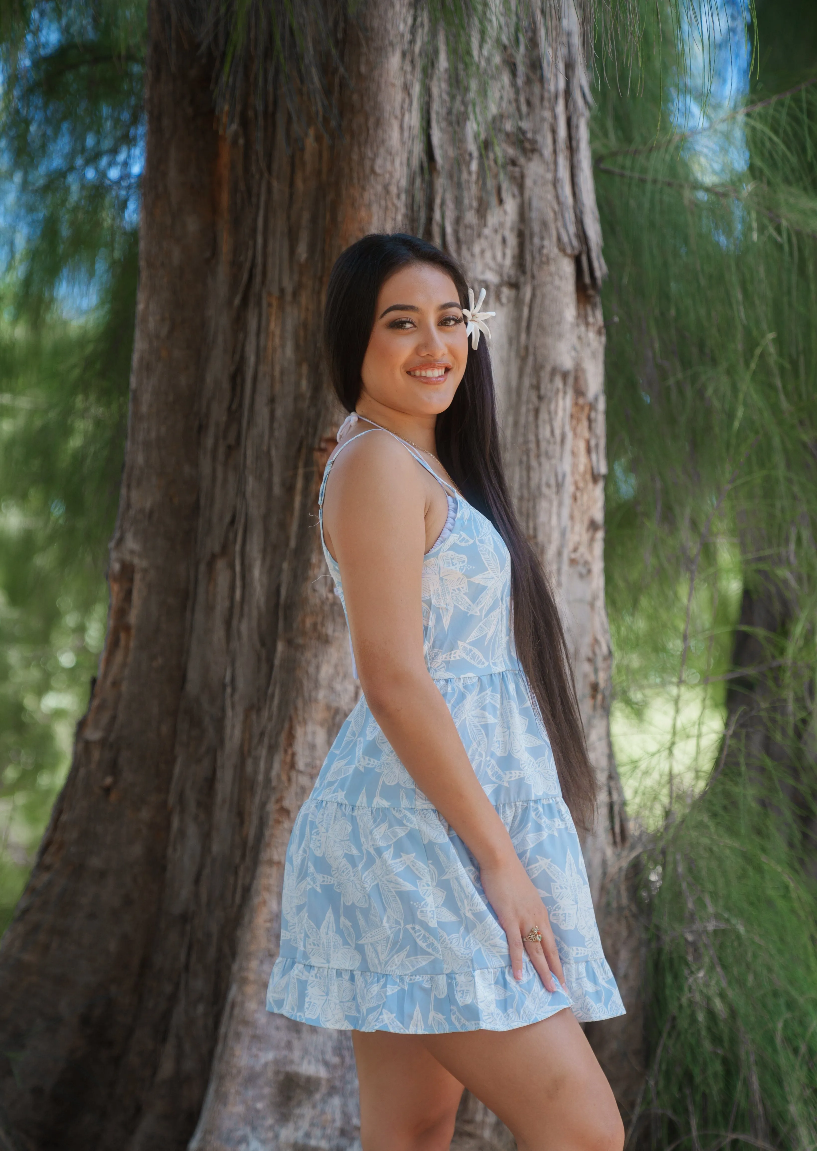 WOMEN'S BLUE FLORAL FLOWY DRESS