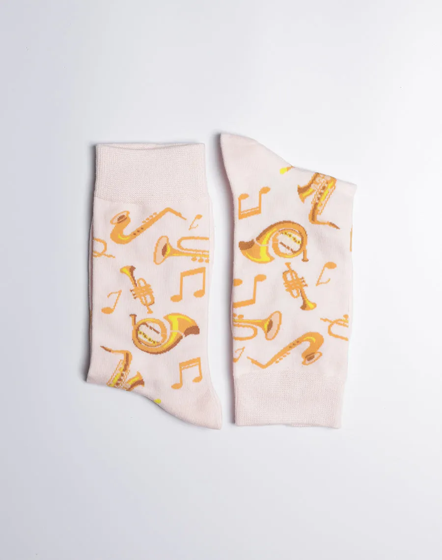 Women's Brass Instruments Jazz Music Crew Socks