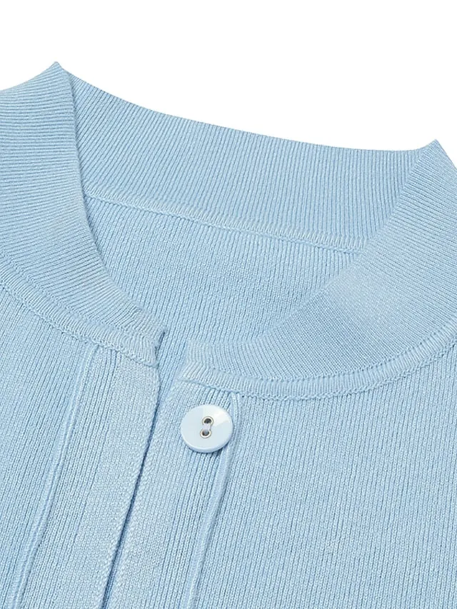 Women's Cardigan Knitted Button Pure Color Stylish Basic Casual Long Sleeve Regular Fit Sweater Cardigans Open Front Fall Spring Light Blue Creamy-white Green / Holiday / Going out