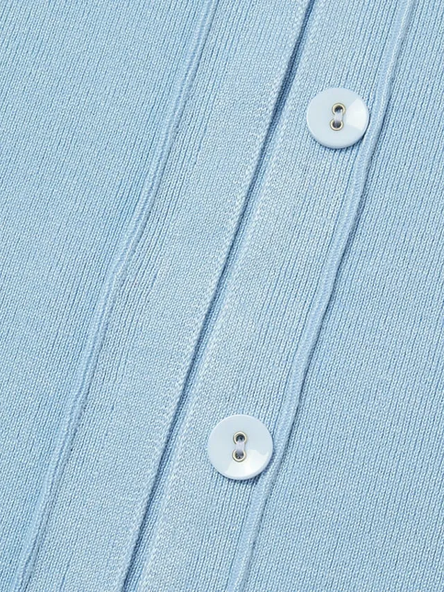 Women's Cardigan Knitted Button Pure Color Stylish Basic Casual Long Sleeve Regular Fit Sweater Cardigans Open Front Fall Spring Light Blue Creamy-white Green / Holiday / Going out