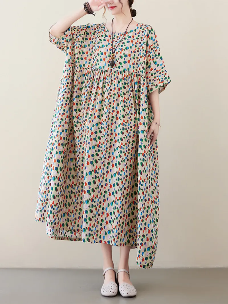 Womens Casual Summer Fashion Floral Smock Dress