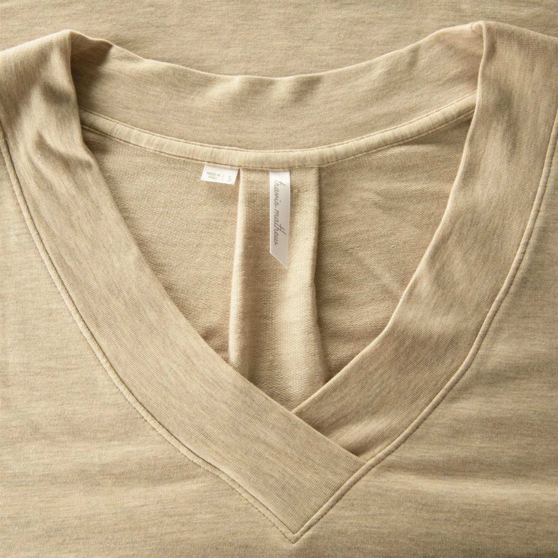 Womens Cloud Terry V-Neck Knit Heather Natural - AW24