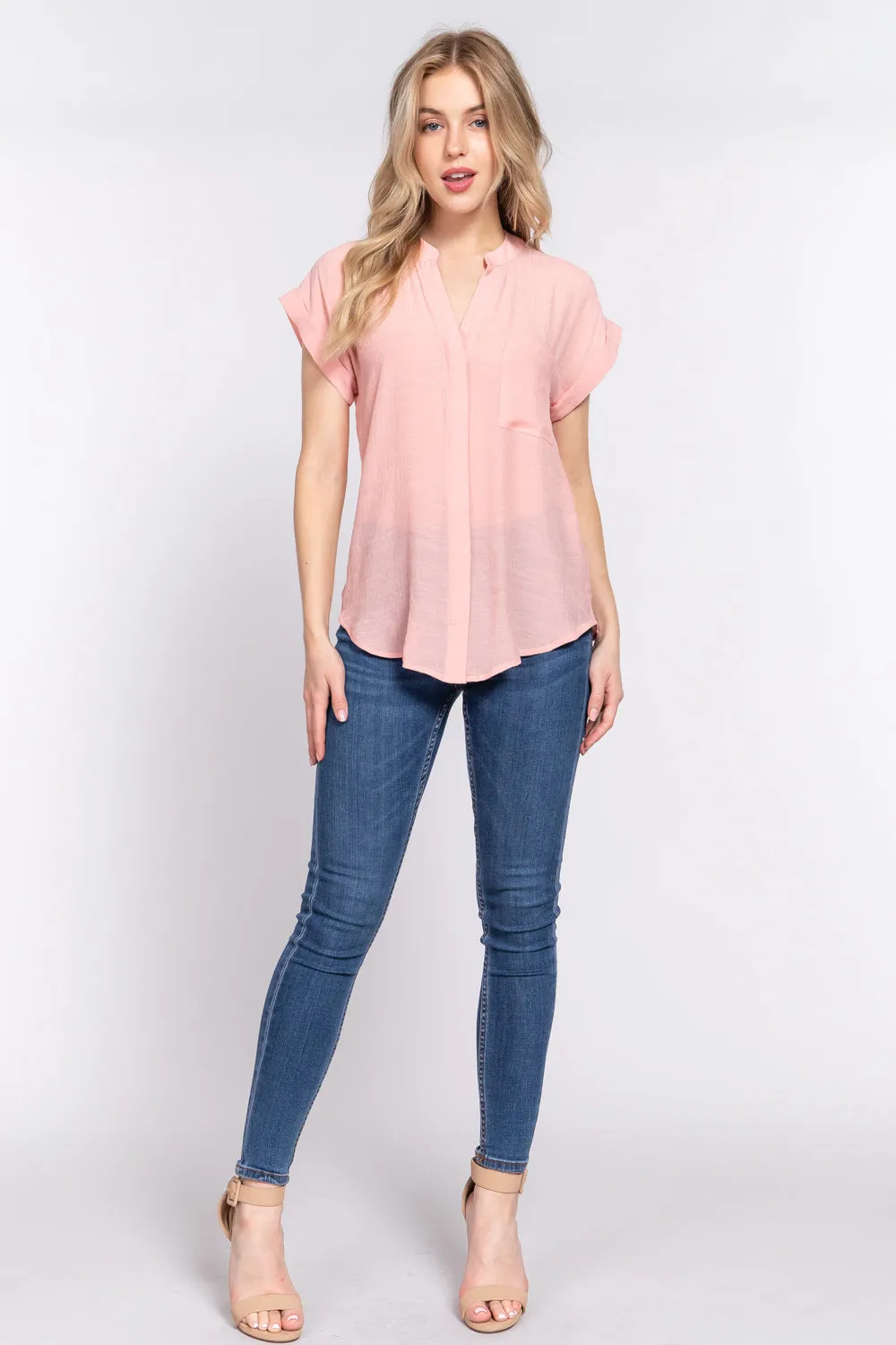 Women's Dolman Slv Button Down Woven Top
