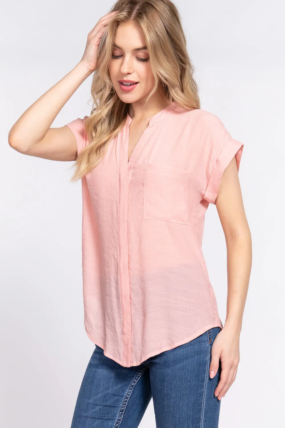Women's Dolman Slv Button Down Woven Top