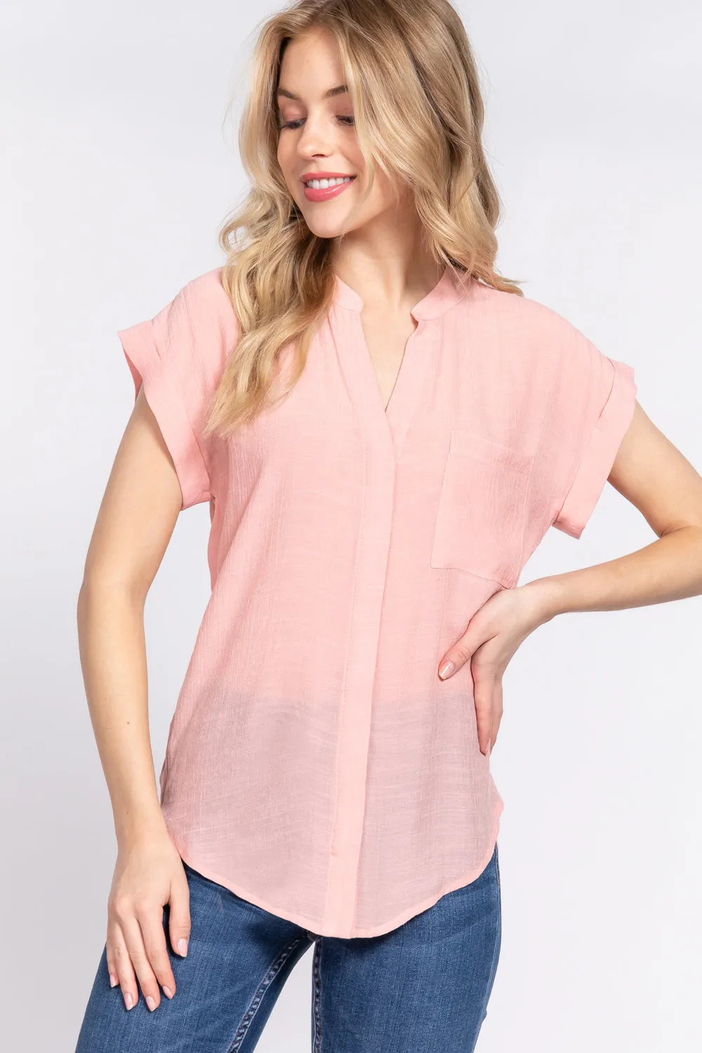 Women's Dolman Slv Button Down Woven Top
