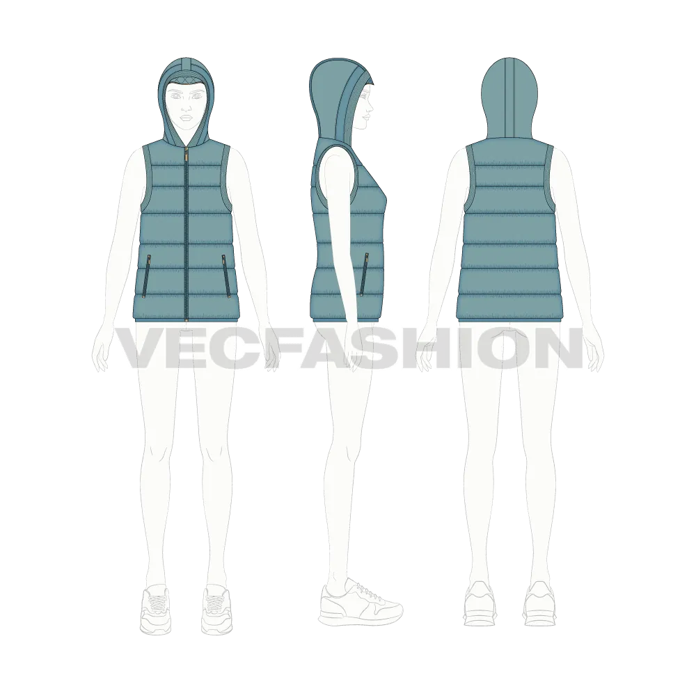 Women's Duck Egg Blue Puffer Vest