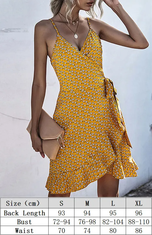 Women's Floral Printed Ruffled Cami Dress