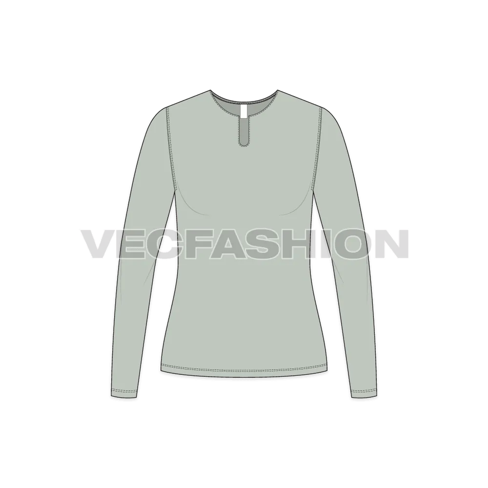Women's Full Sleeve Open Neck Tee