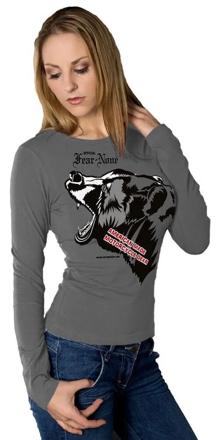 Womens Gray Mama Bear Rider (Long Sleeve)