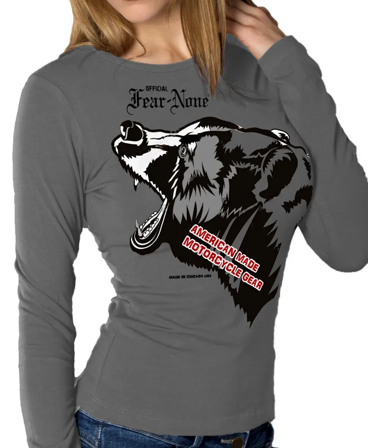 Womens Gray Mama Bear Rider (Long Sleeve)