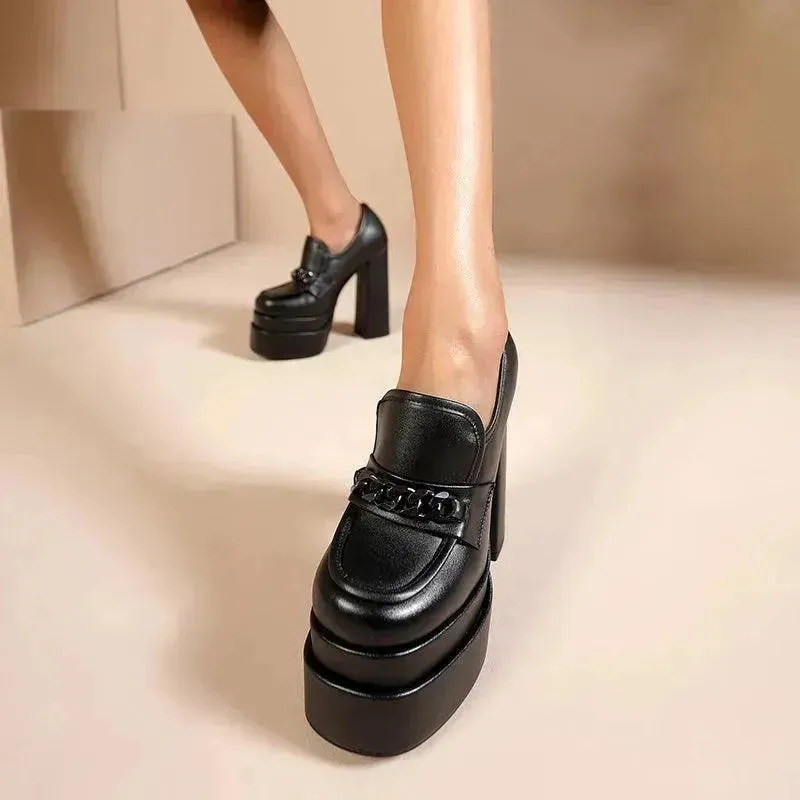 Women's High Heels Charming Platform Leather Shoes