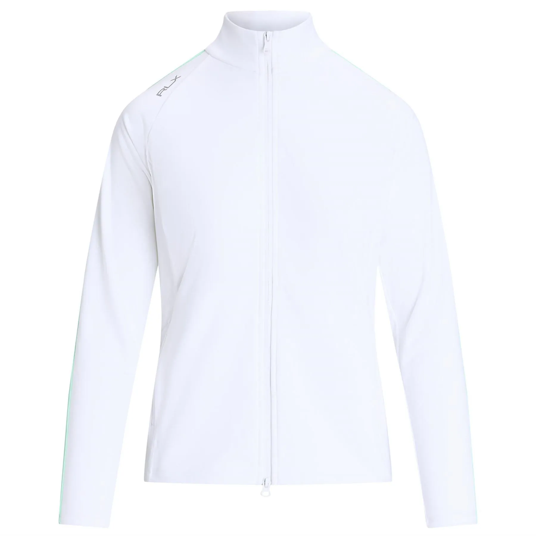 Womens Interlock Mockneck Zip Mid Ceramic White/Oxford Blue/Athens Green - SS24