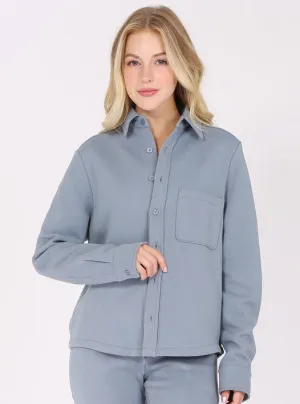 Women's Long Sleeve Button Down Fleece Jacket