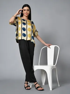 Women's Mustard Viscose Modal Boxy Fit Blouse