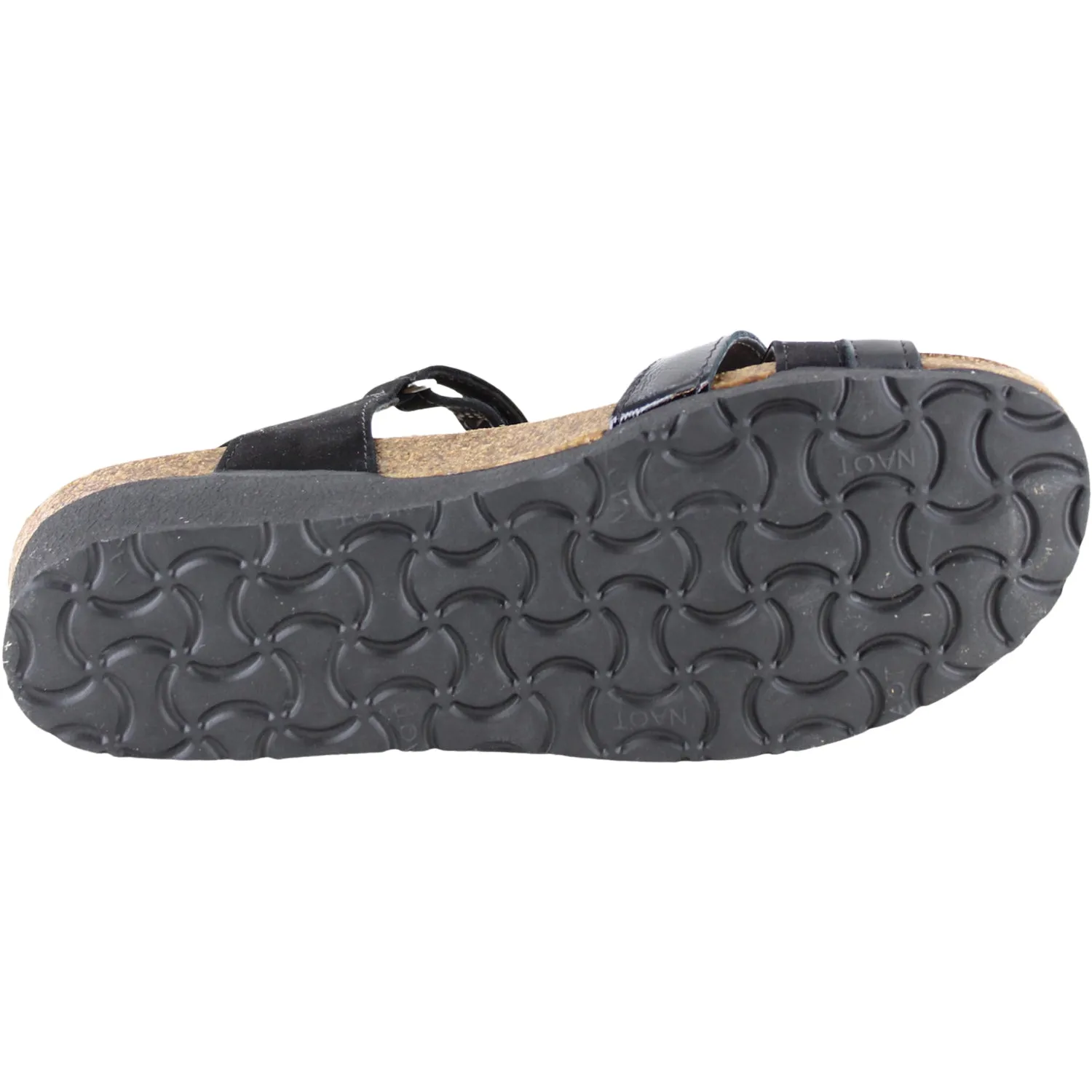 Women's Naot Sophia Black Velvet/JetBlack/Black Crinkle Pat. Leather